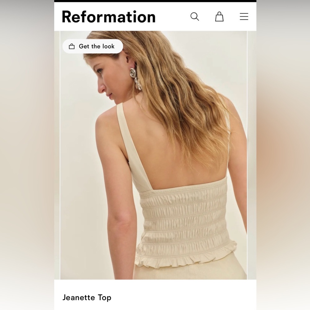 Reformation Cream Ruched Square-Neck Tank - Picture 2 of 6